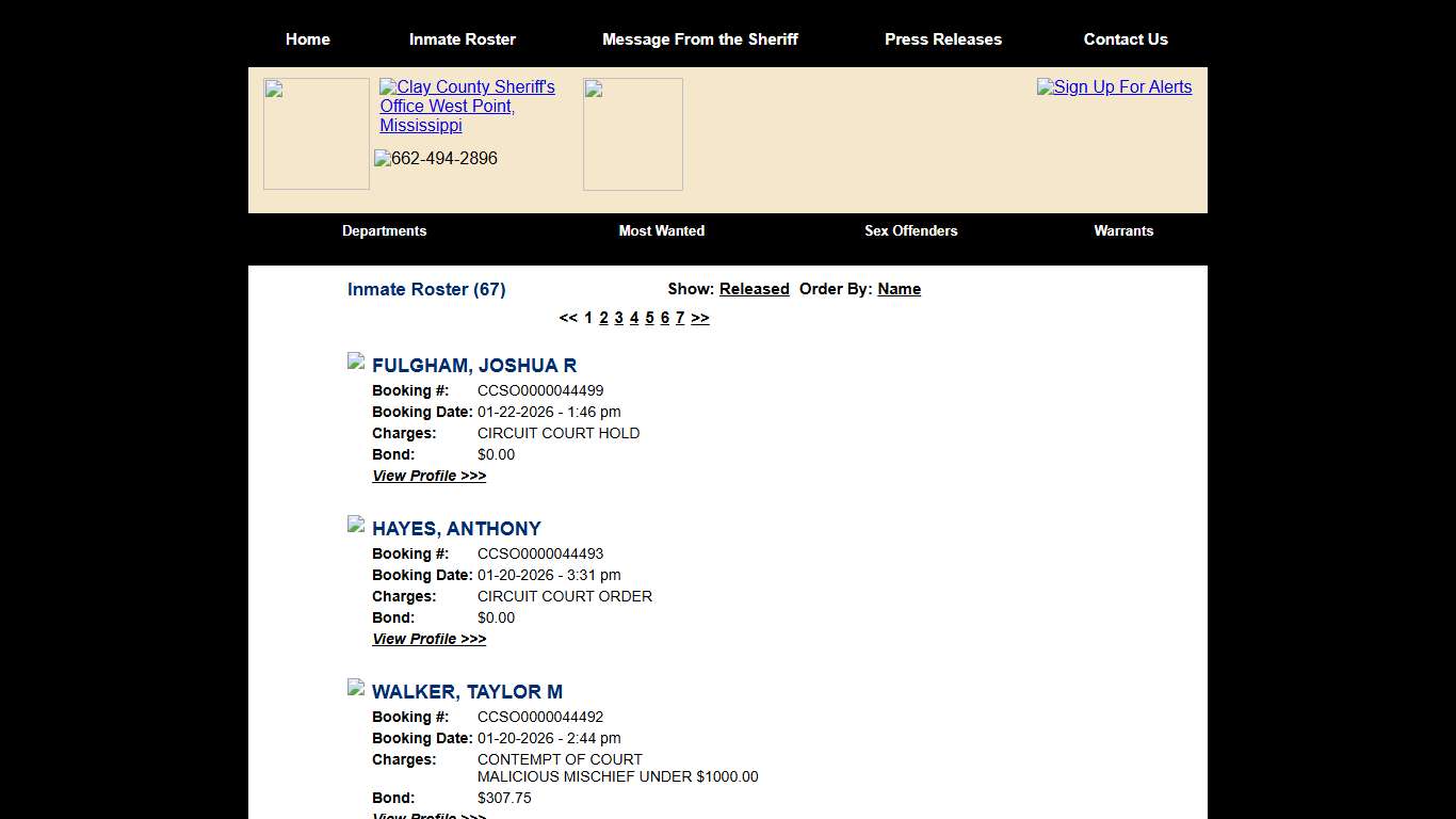 Inmate Roster - Current Inmates Booking Date Descending - Clay County Sheriff's Office